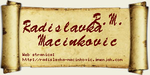 Radislavka Mačinković vizit kartica
